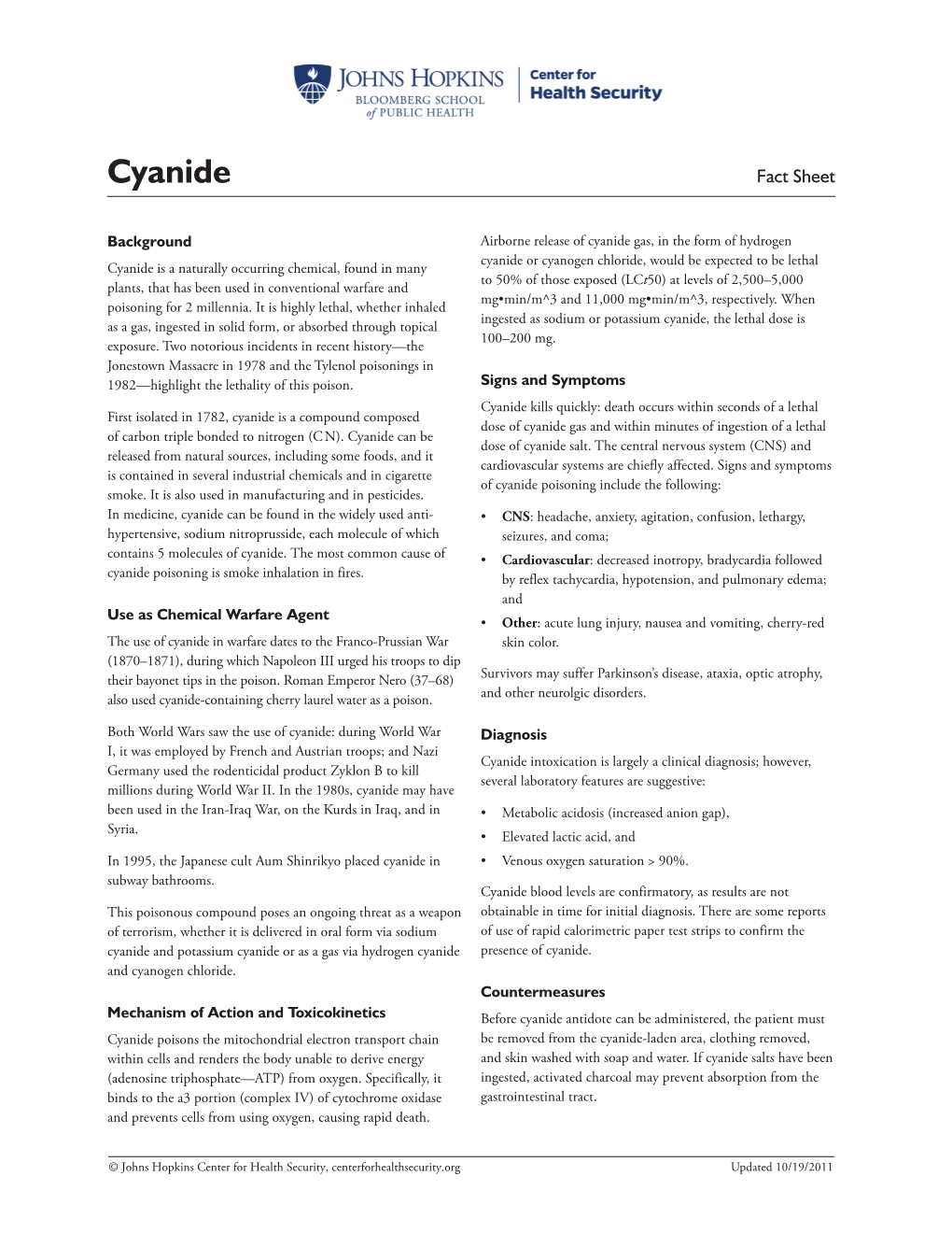 Cyanide Fact Sheet