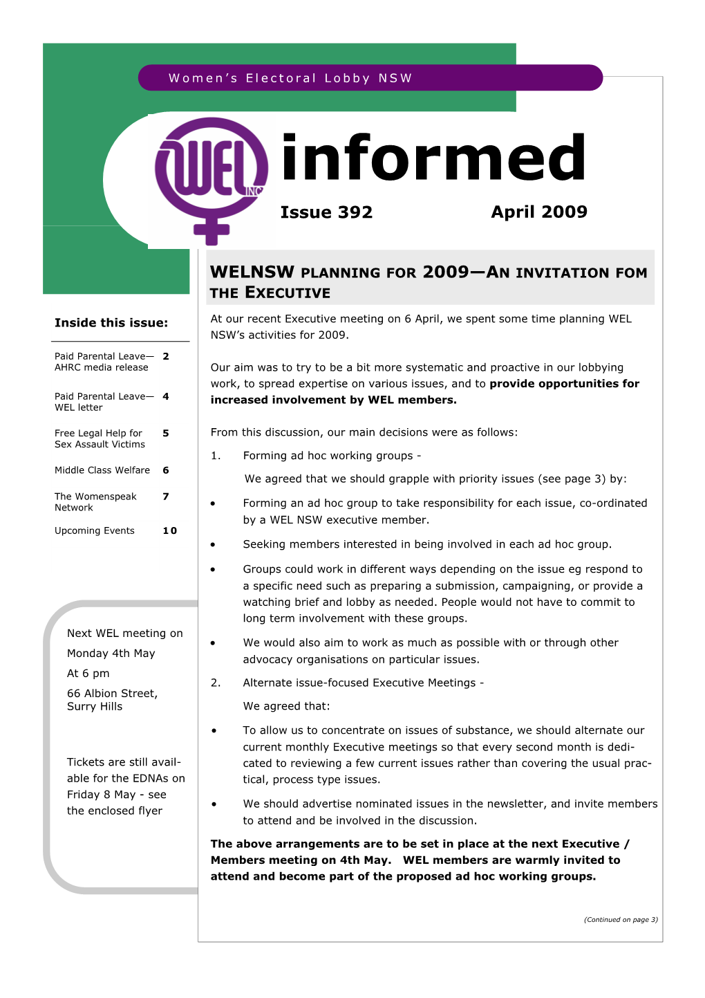 WEL-Informed Issue 392 Apr09.Pub