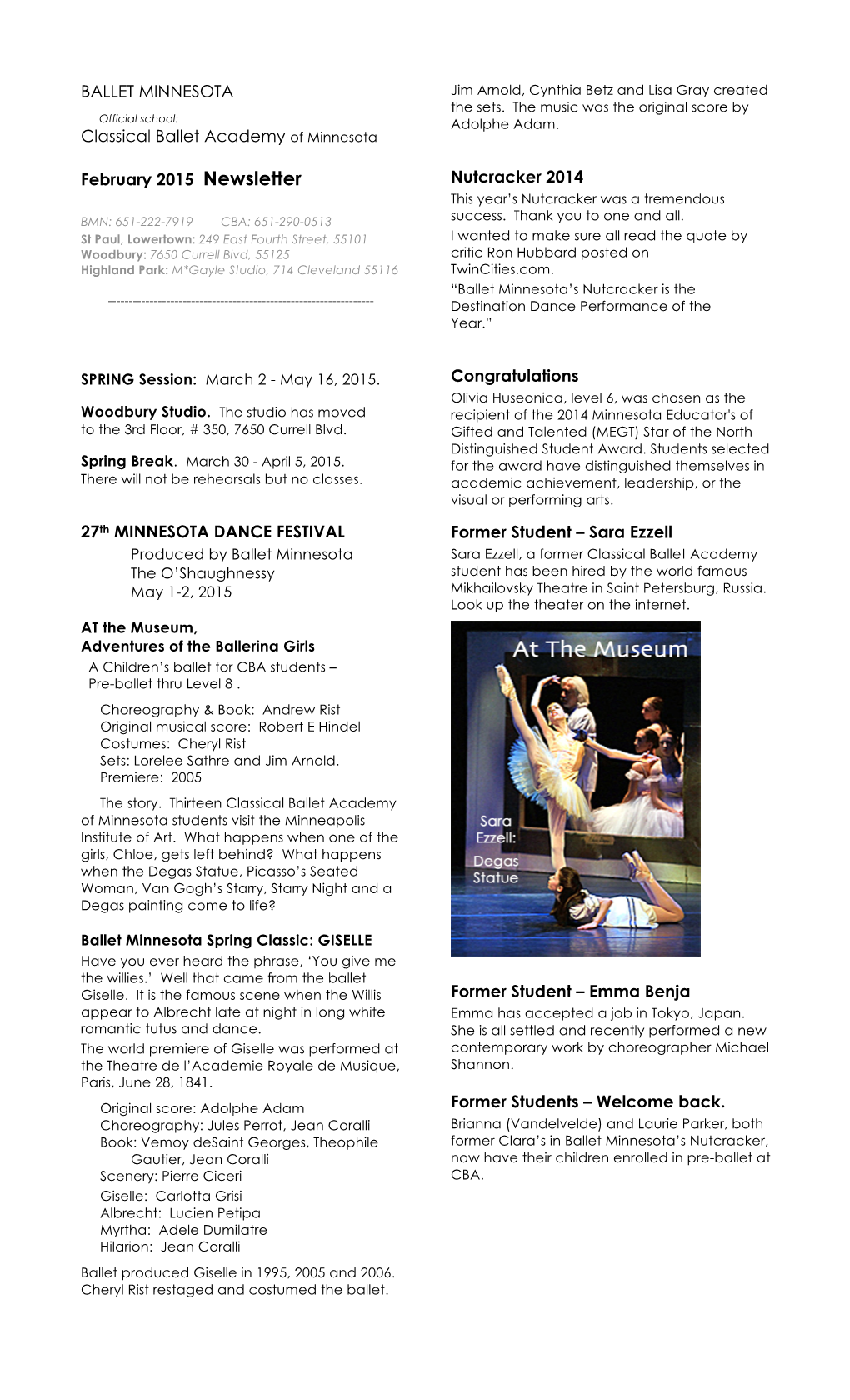 BALLET MINNESOTA Classical Ballet Academy of Minnesota February