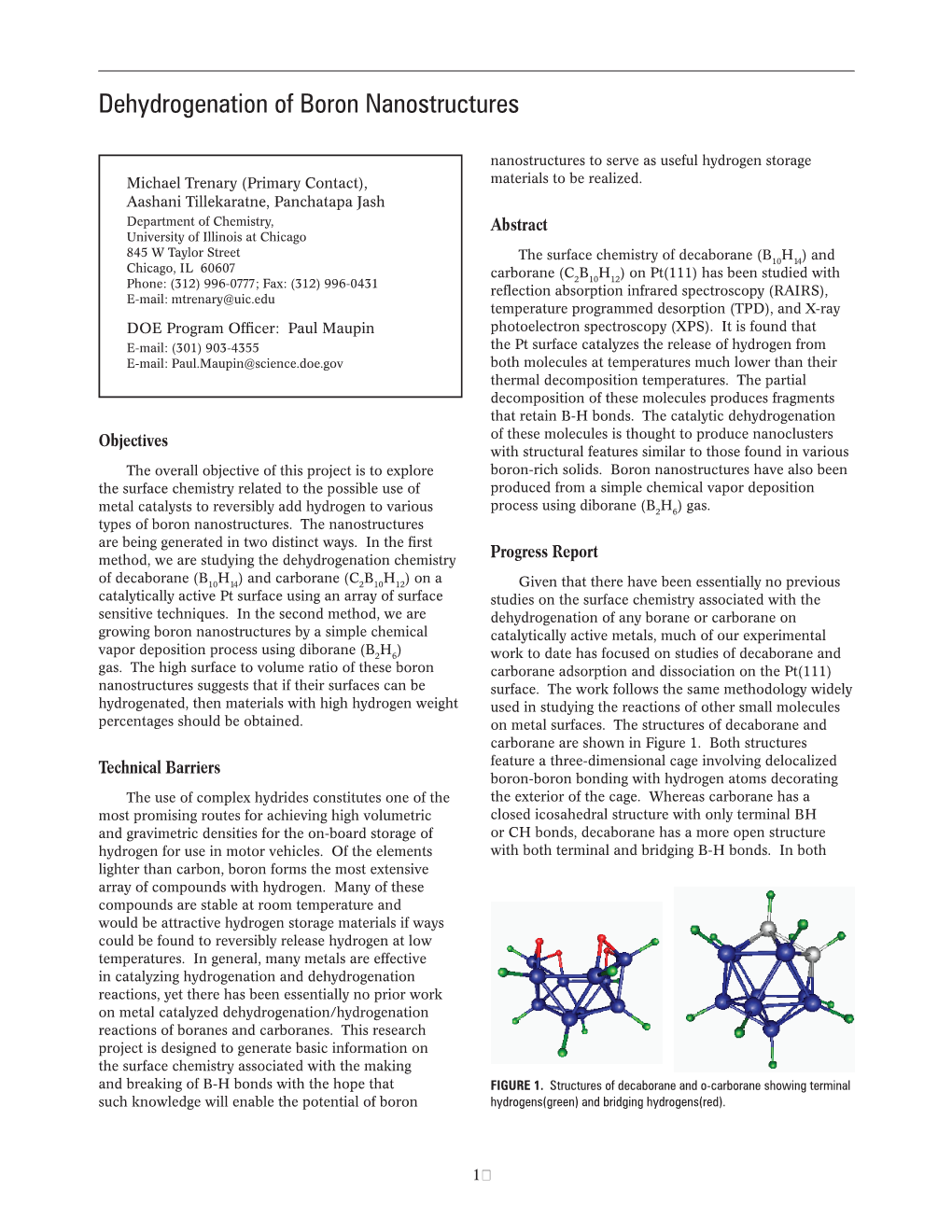 Dehydrogenation of Boron Nanostructures