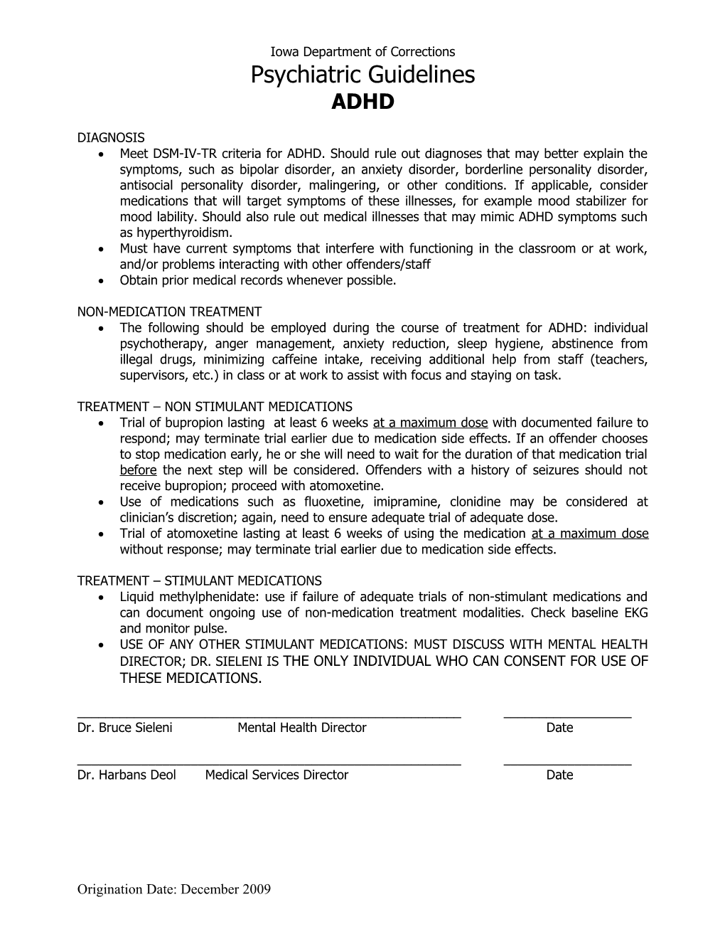 Protocol for Treating Adhd in the Prison Population