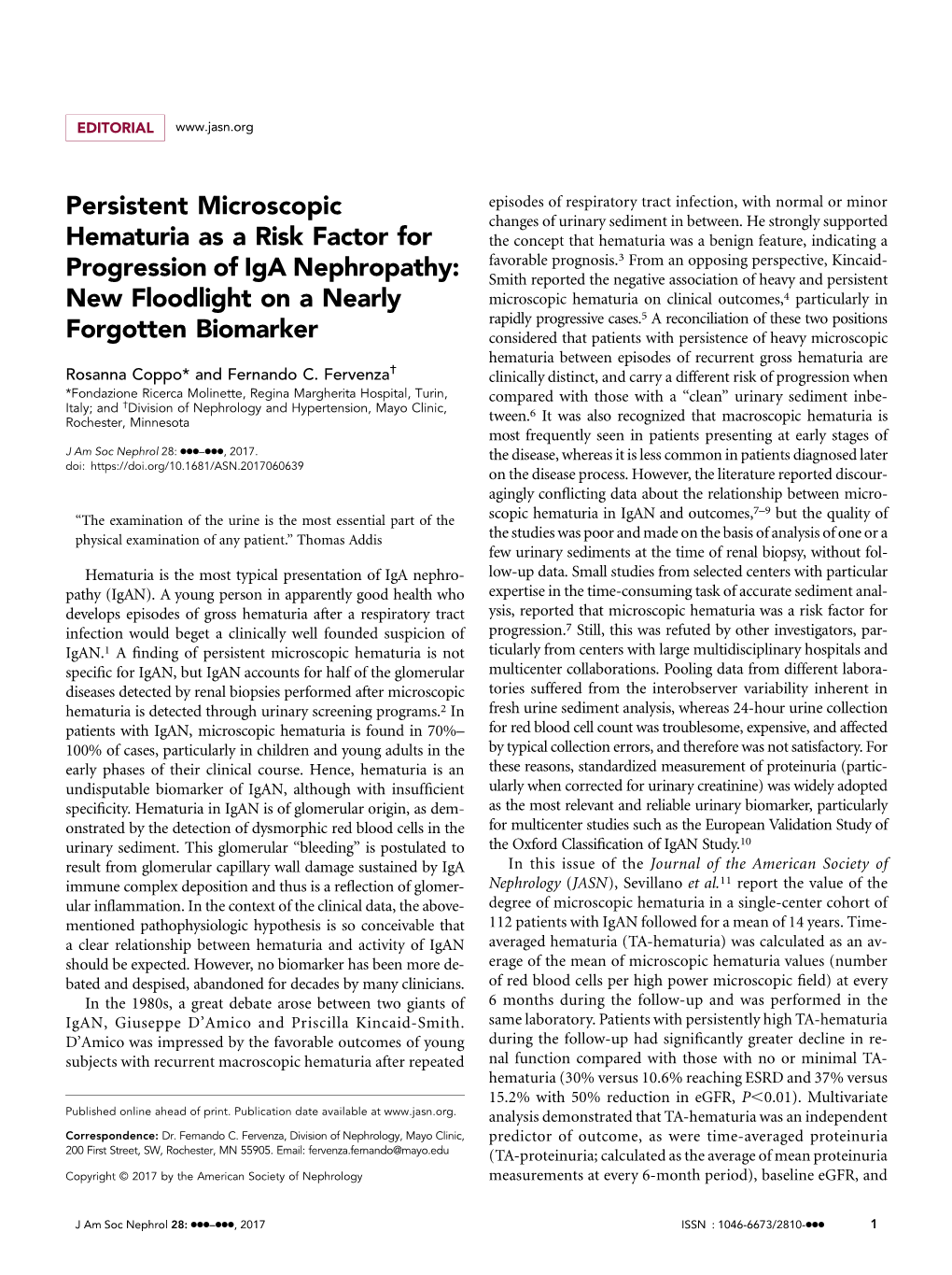 Persistent Microscopic Hematuria As a Risk Factor for Progression of Iga