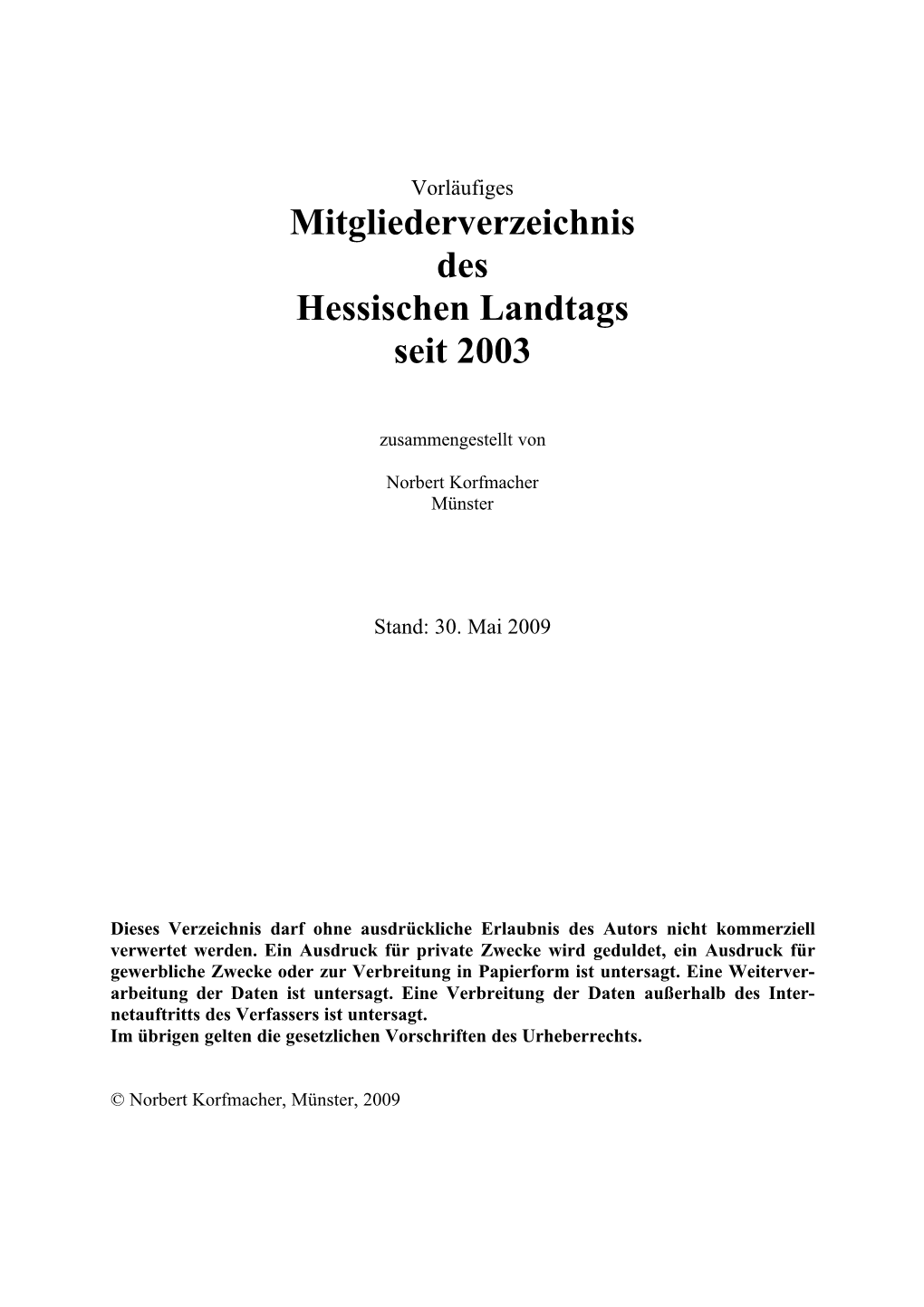 Mitgliederverzeichnis Des Hessischen Landtags Seit 2003