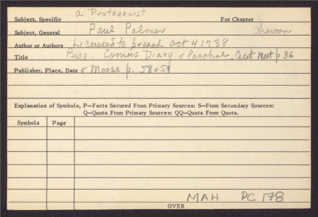 Title Publisher Place Explanation of Symbols, Pe-Eacrs Secured from Primary Sources: S-From Secondary Sources: Q-Quota from Prim