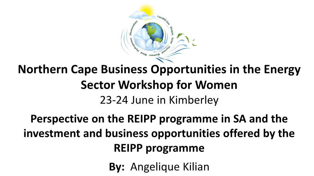 Northern Cape Business Opportunities in the Energy Sector Workshop for Women 23-24 June in Kimberley