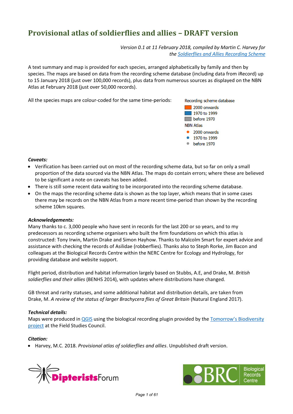 Provisional Atlas of Soldierflies and Allies – DRAFT Version