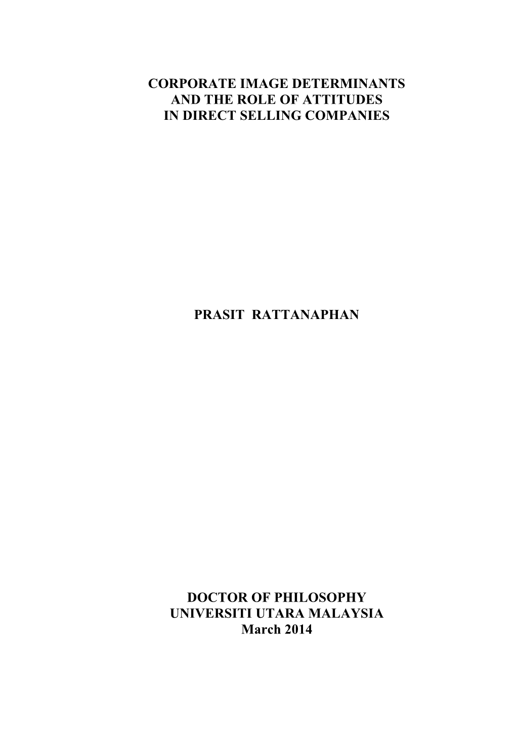 Corporate Image Determinants and the Role of Attitudes in Direct Selling Companies