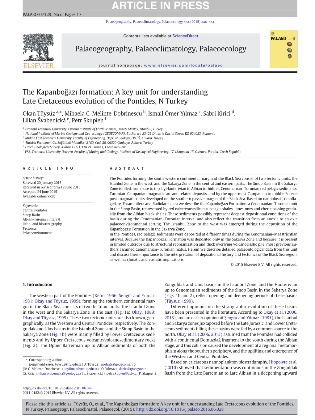 A Key Unit for Understanding Late Cretaceous Evolution of the Pontides, N Turkey