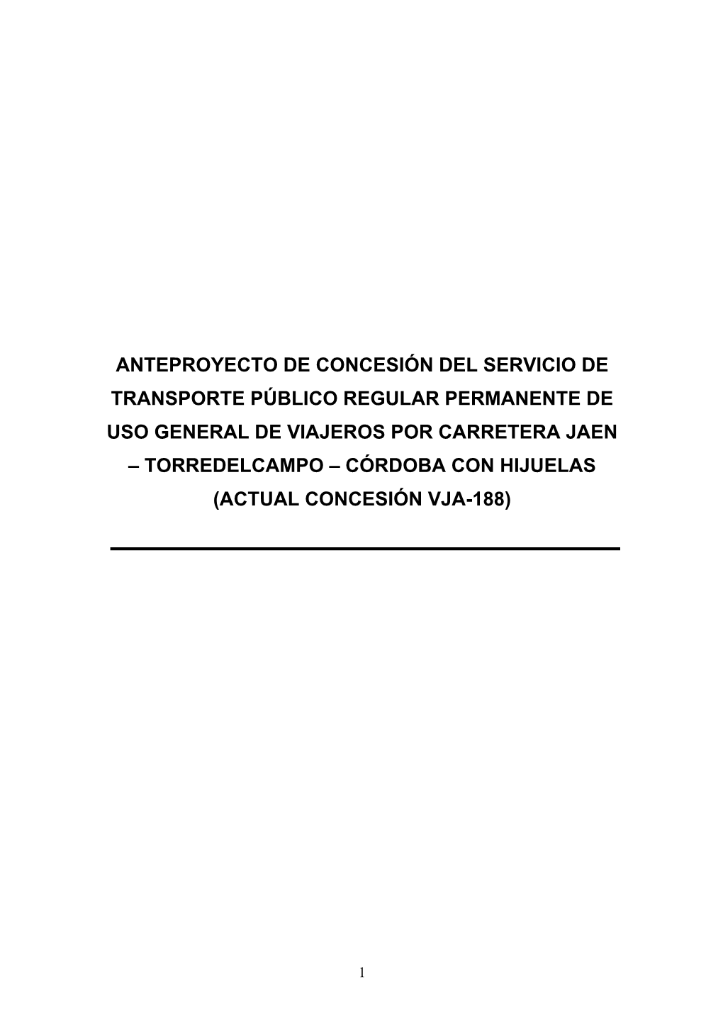 Anteproyecto De Concesión Del Servicio De Transporte