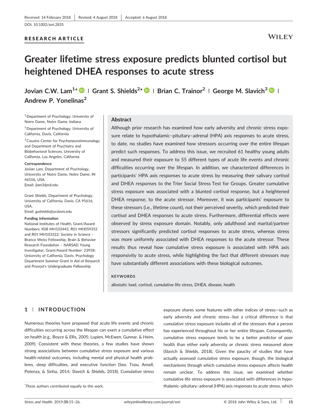 Greater Lifetime Stress Exposure Predicts Blunted Cortisol but Heightened DHEA Responses to Acute Stress