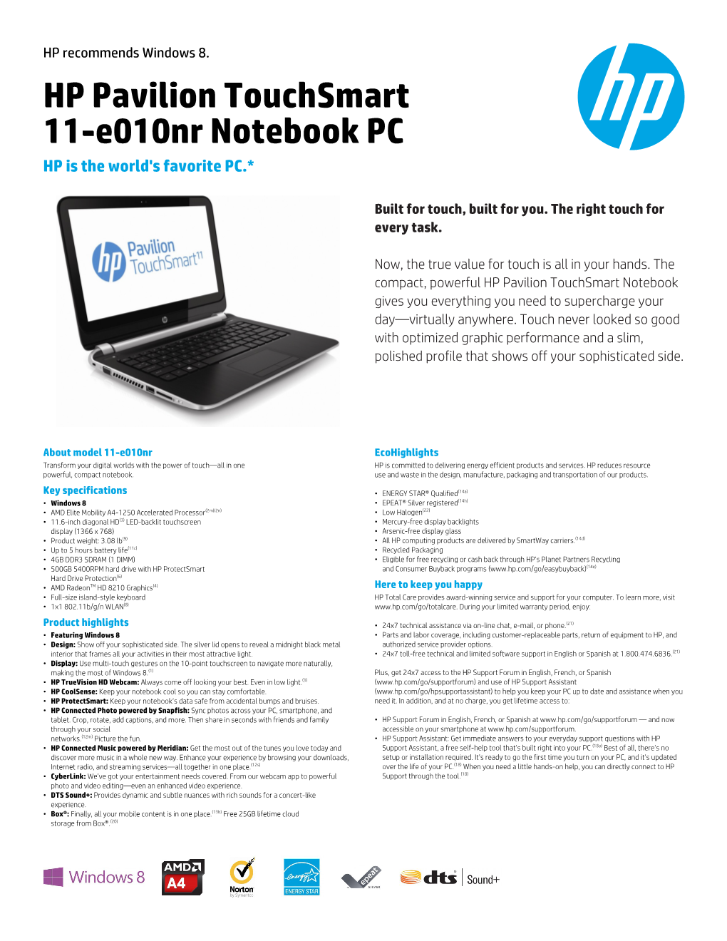 HP Pavilion Data Sheet