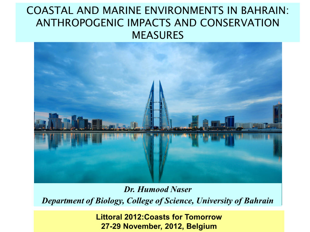 Coastal and Marine Environments in Bahrain: Anthropogenic Impacts and Conservation Measures