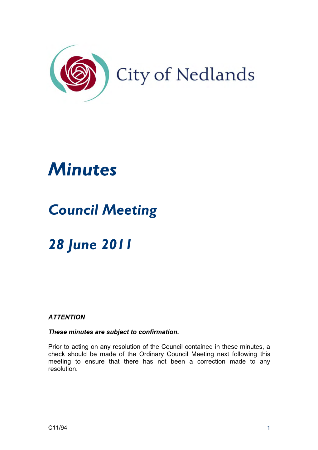 2011 Council Minutes