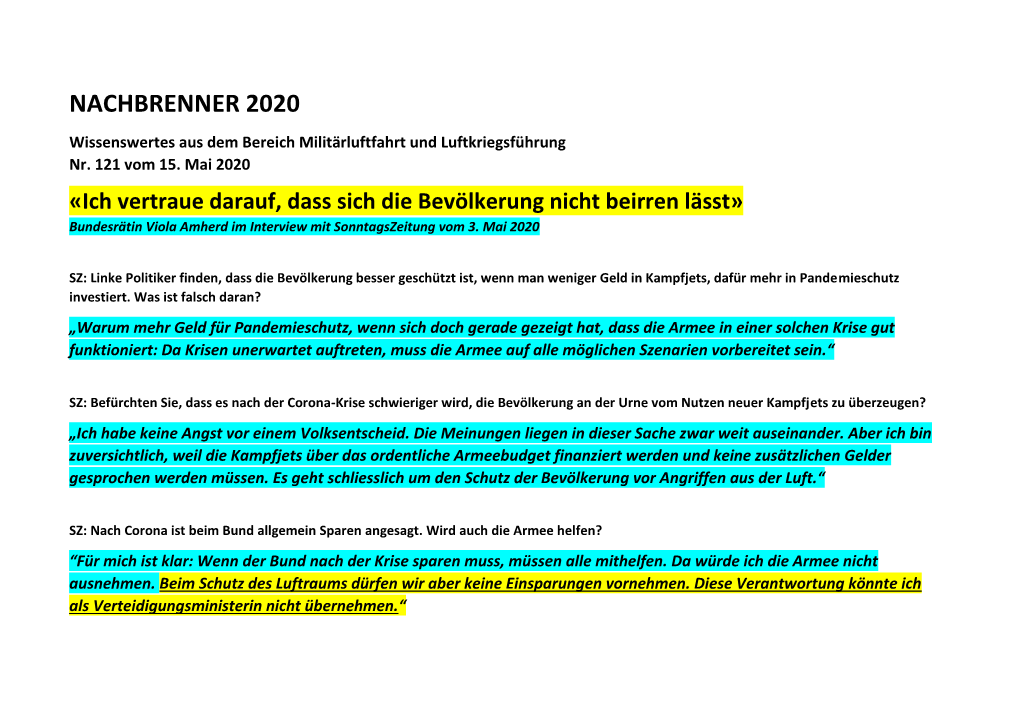 NACHBRENNER 2020 Wissenswertes Aus Dem Bereich Militärluftfahrt Und Luftkriegsführung Nr