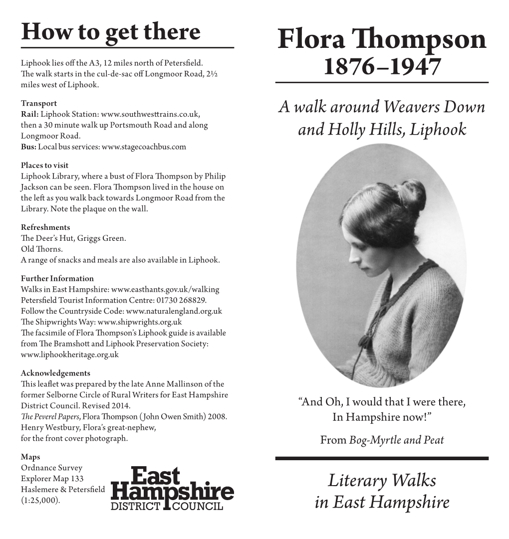 Flora Thompson Liphook Lies Off the A3, 12 Miles North of Petersfield