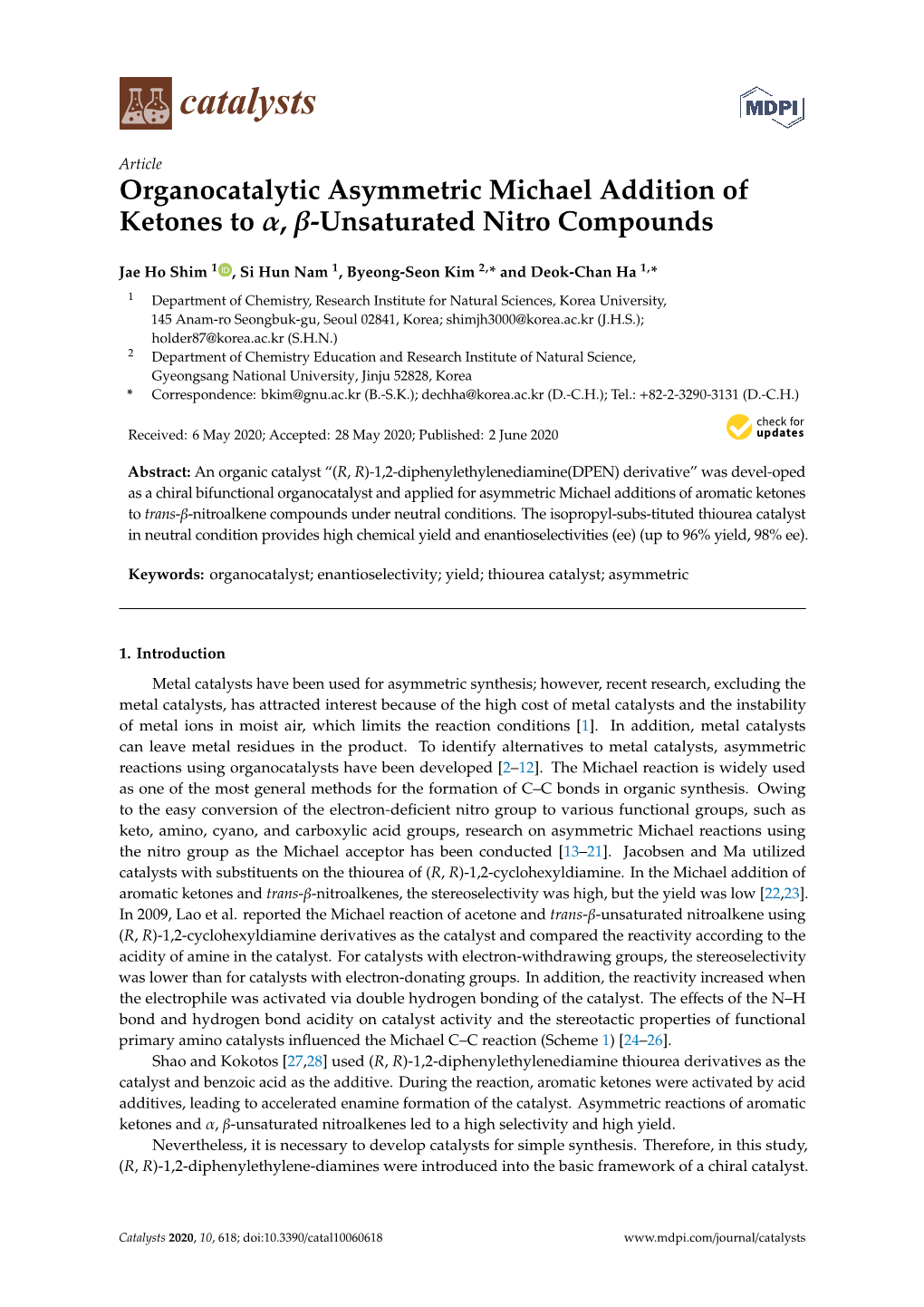 Organocatalytic Asymmetric Michael Addition of Ketones to Α, Β-Unsaturated Nitro Compounds