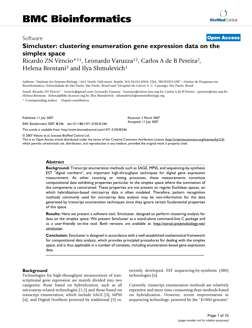 BMC Bioinformatics Biomed Central