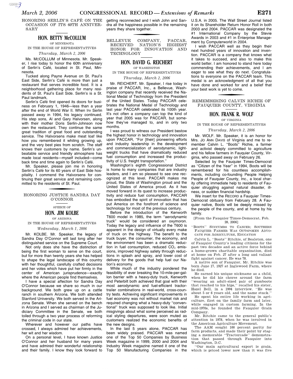 CONGRESSIONAL RECORD— Extensions of Remarks E271 HON