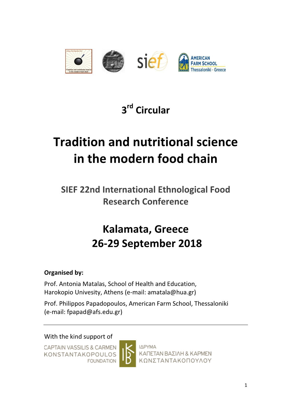 Tradition and Nutritional Science in the Modern Food Chain