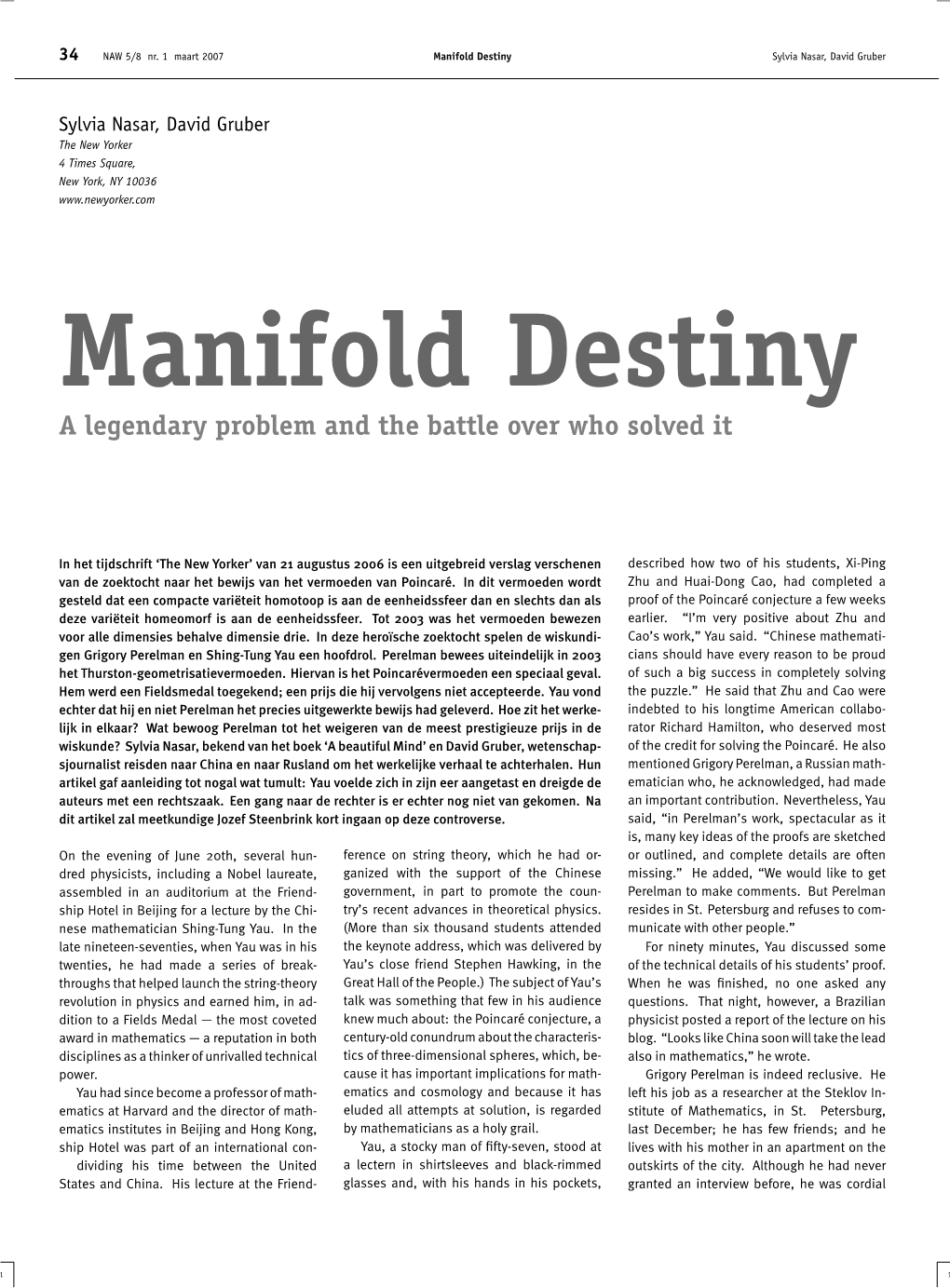 Manifold Destiny Sylvia Nasar, David Gruber