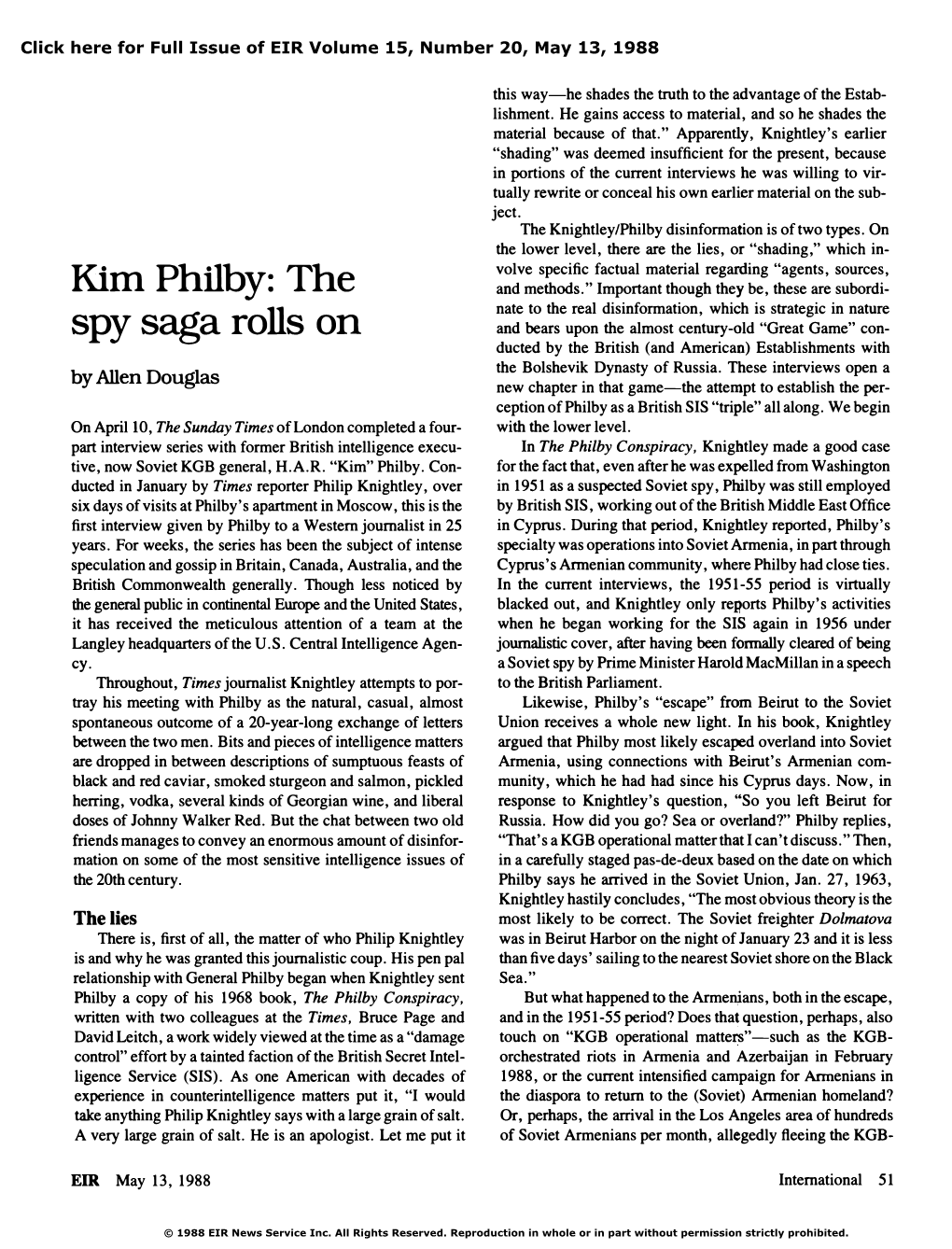 Kim Philby: the Spy Saga Rolls On