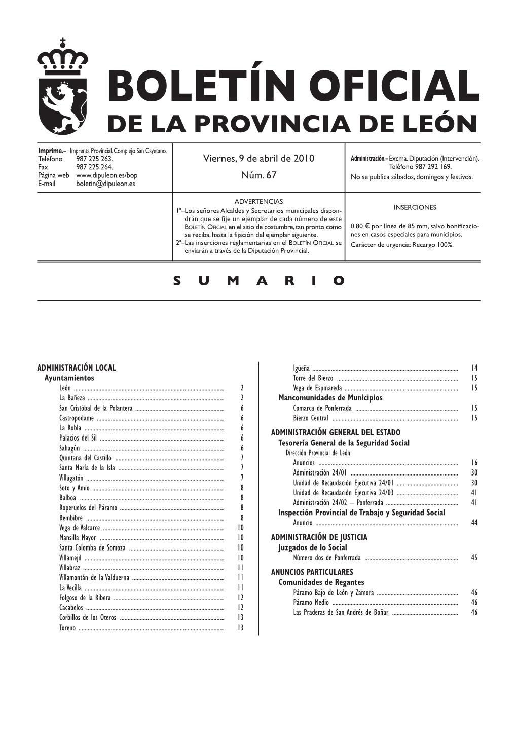 Boletín Oficial De La Provincia De León