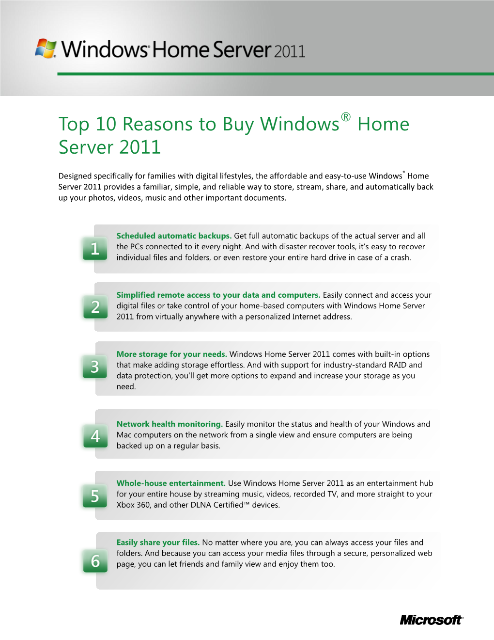 Windows Home Server to Partner Sales Card