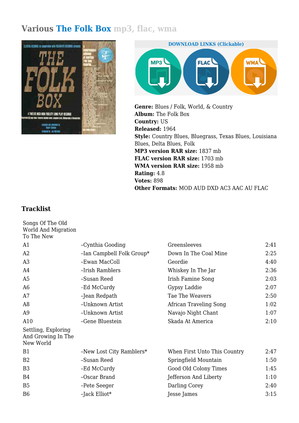 The Folk Box Mp3, Flac, Wma