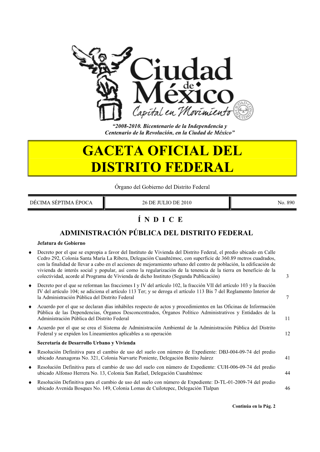 Gaceta Oficial Del Distrito Federal