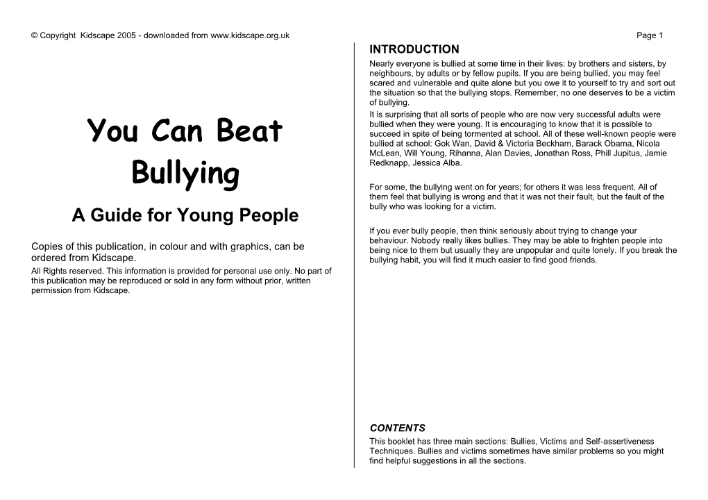 You Can Beat Bullying