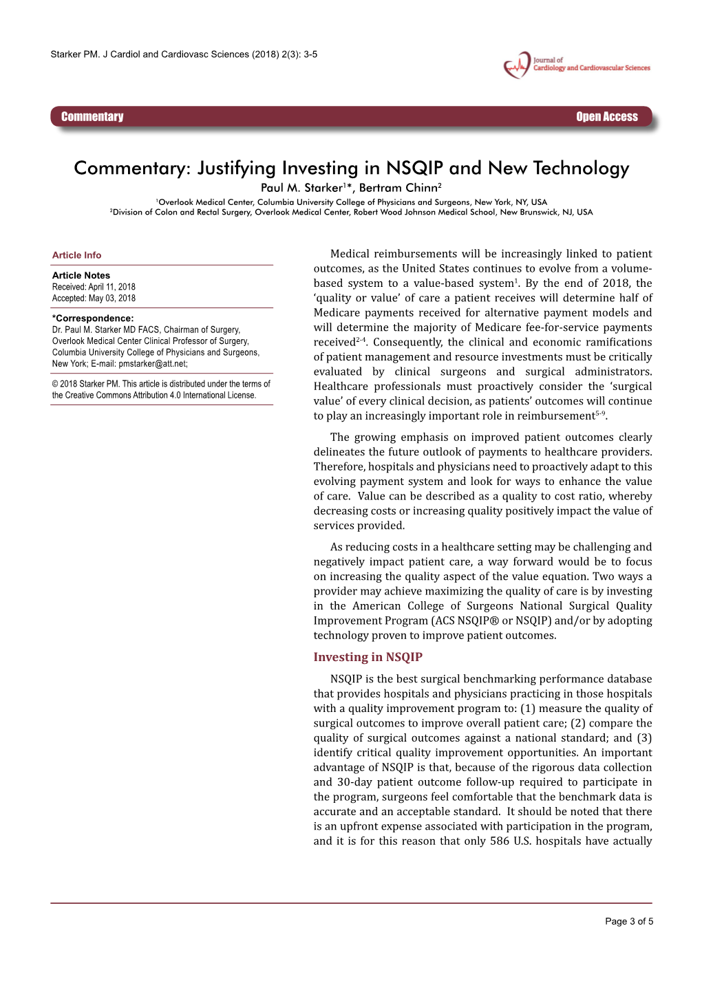 Commentary: Justifying Investing in NSQIP and New Technology Paul M