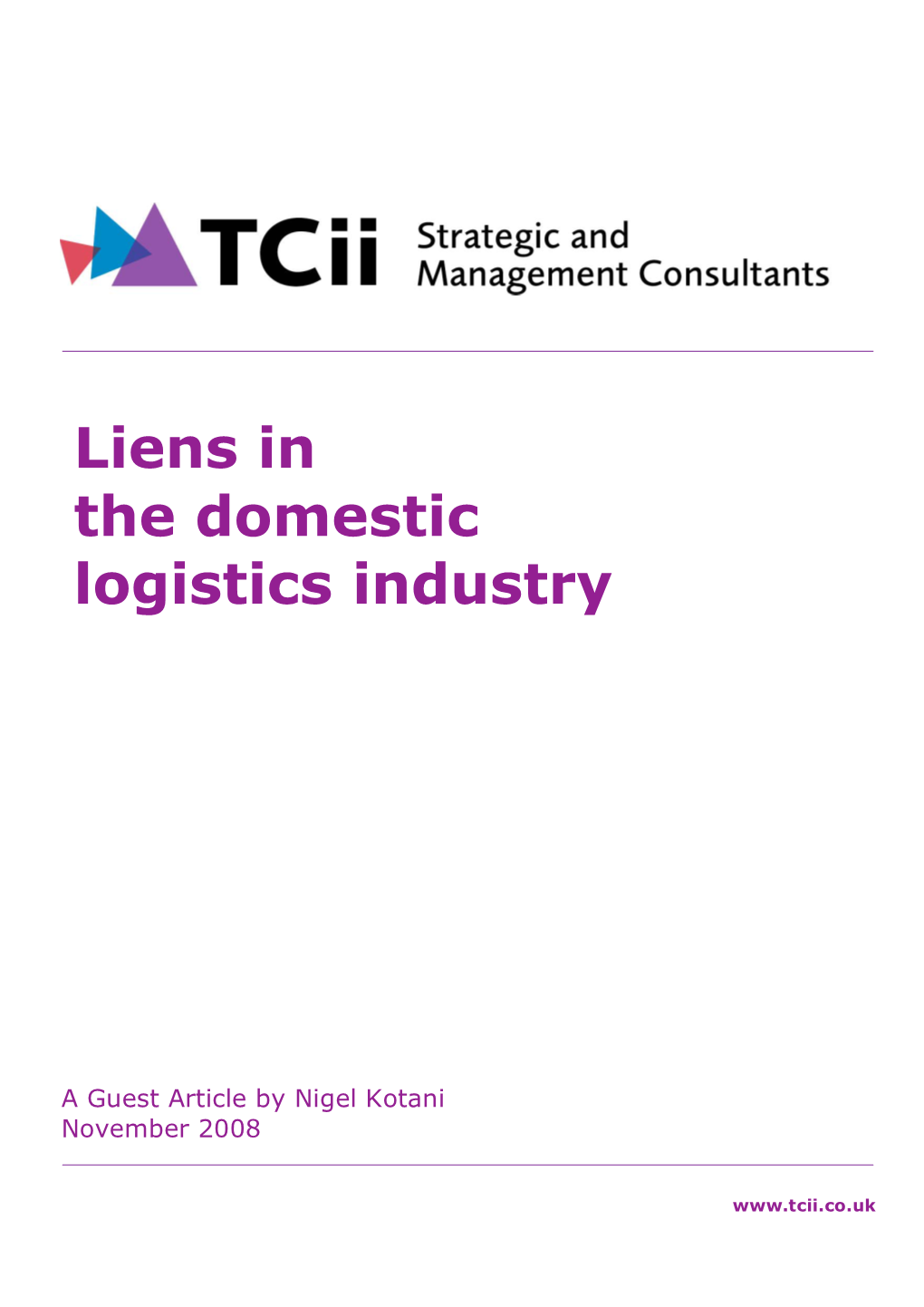 Liens in the Domestic Logistics Industry