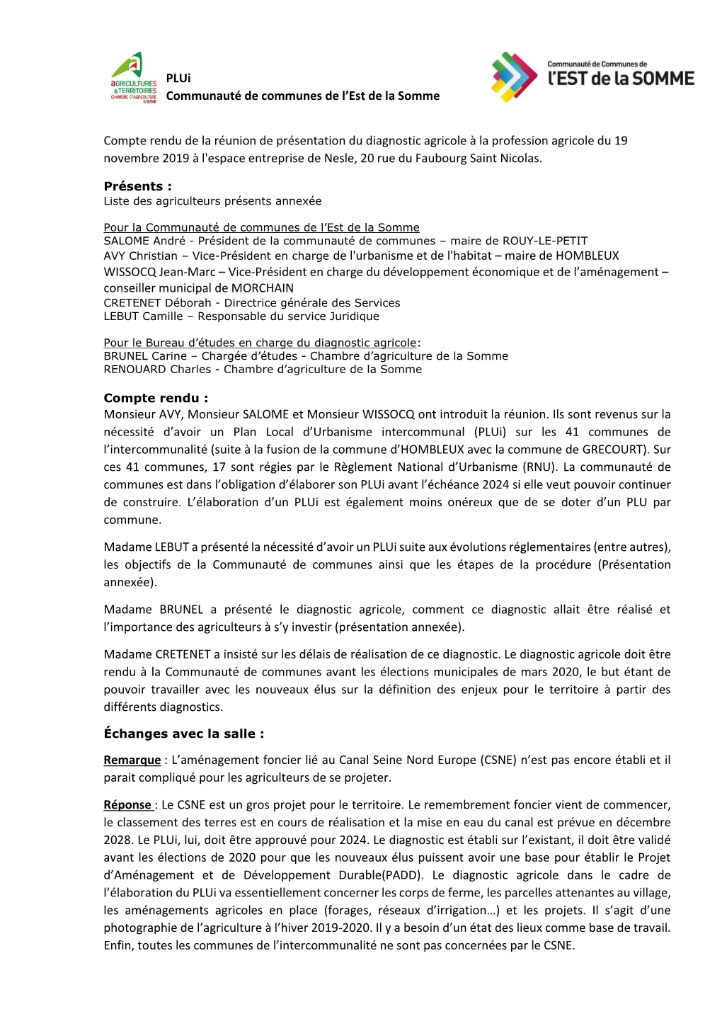 Plui Communauté De Communes De L’Est De La Somme