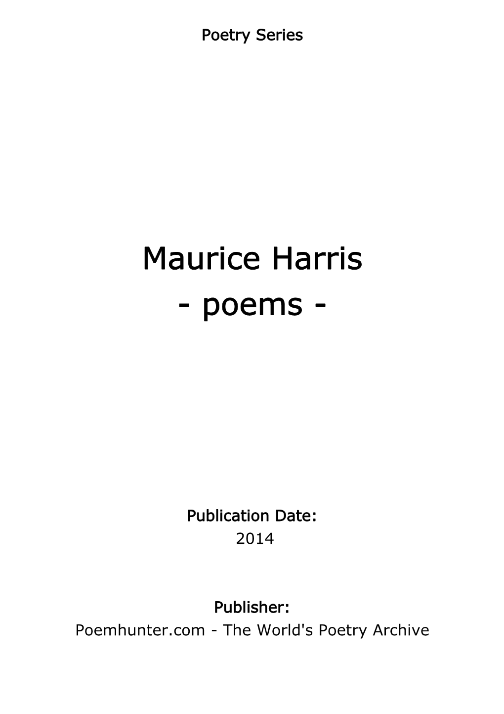 Maurice Harris - Poems