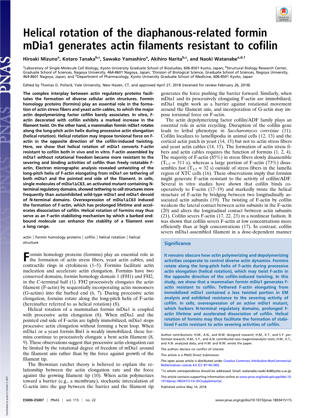 Helical Rotation of the Diaphanous-Related Formin Mdia1 Generates Actin Filaments Resistant to Cofilin