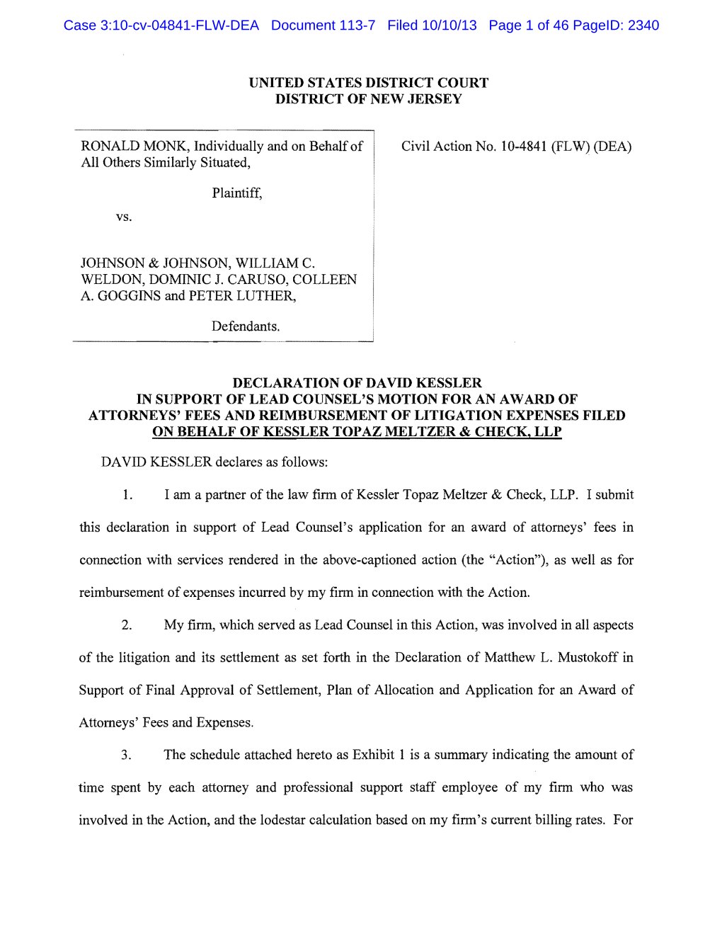 Case 3:10-Cv-04841-FLW-DEA Document 113-7 Filed 10/10/13 Page 1 of 46 Pageid: 2340