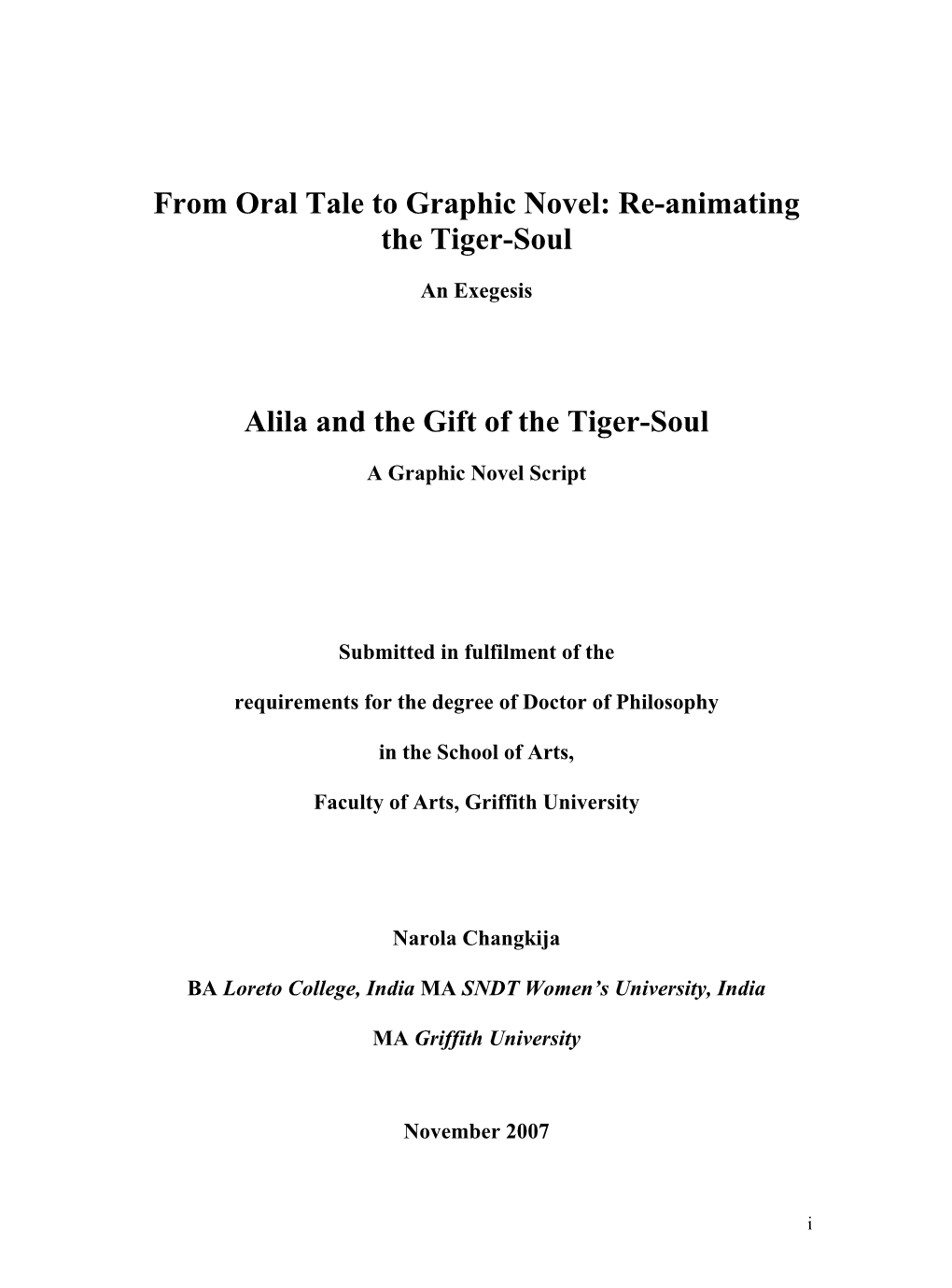 From Oral Tale to Graphic Novel: Re-Animating the Tiger-Soul