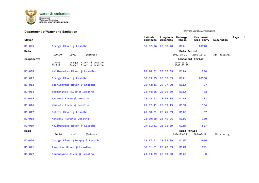 Department of Water and Sanitation SAFPUB V02 Output 19/09/2021