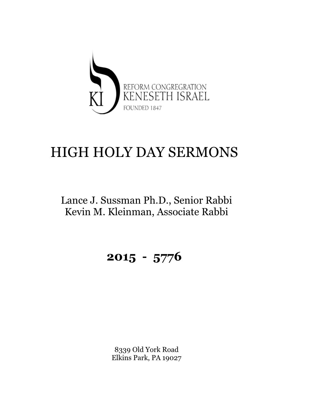 High Holy Day Sermons