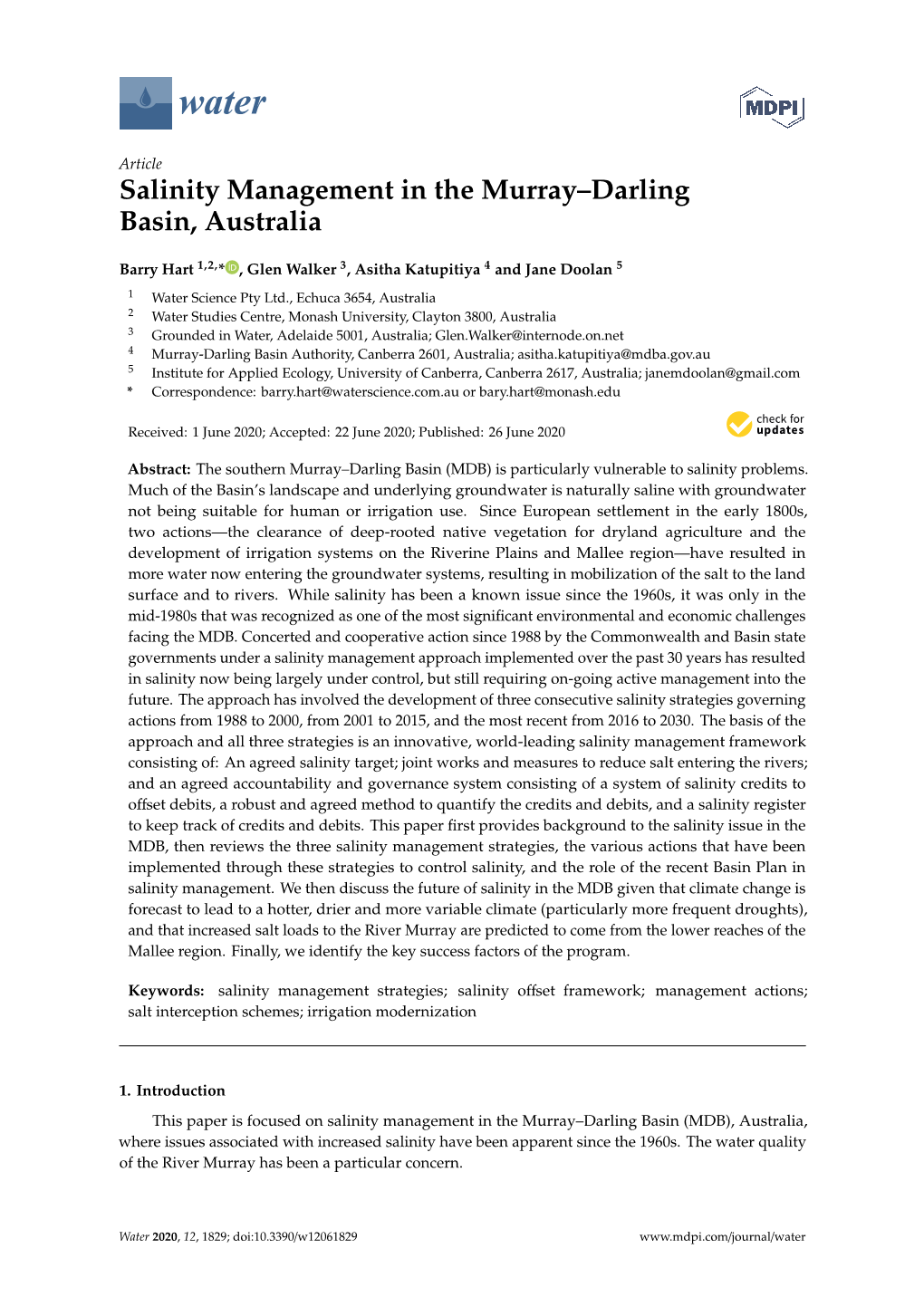 Salinity Management in the Murray–Darling Basin, Australia