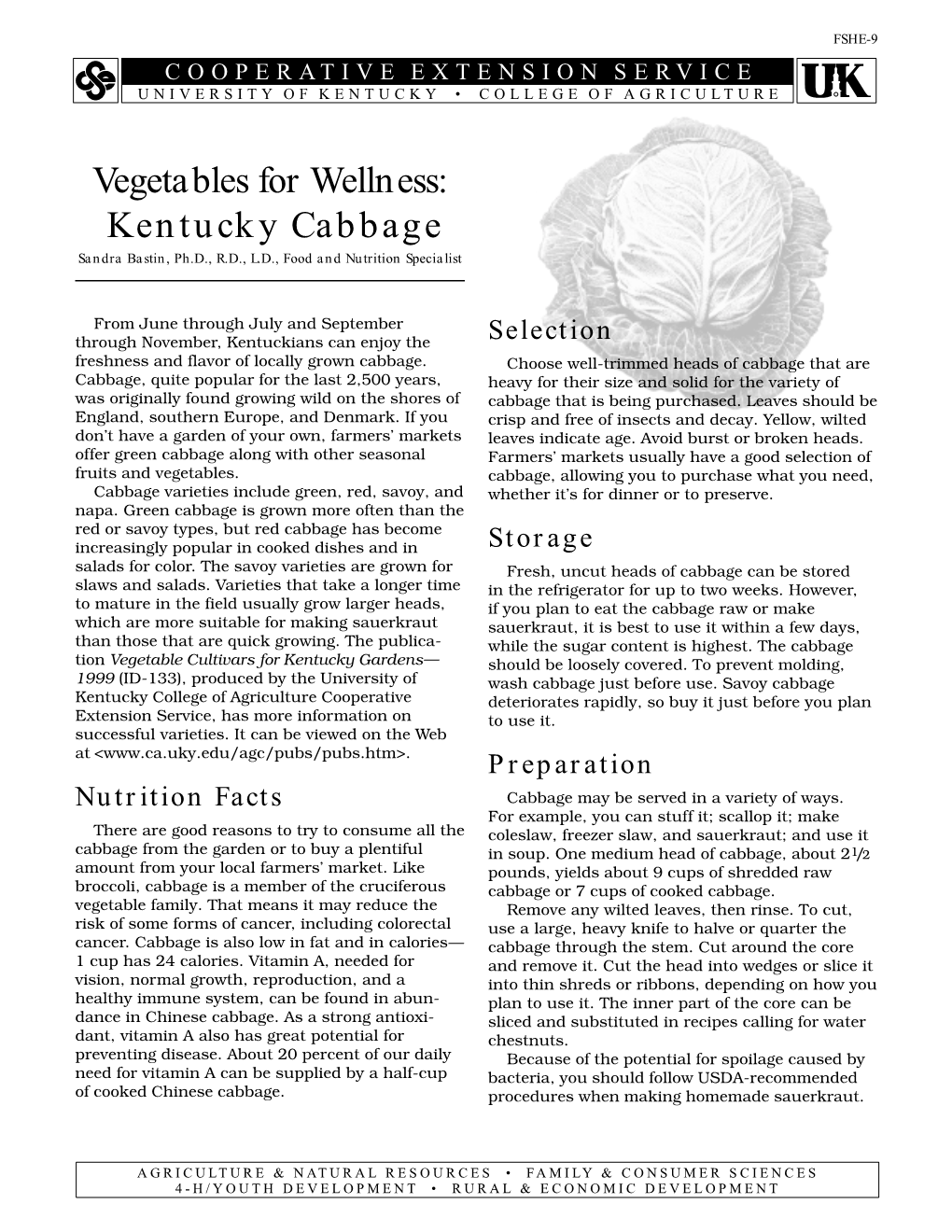 FSHE-9: Vegetables for Wellness: Kentucky Cabbage