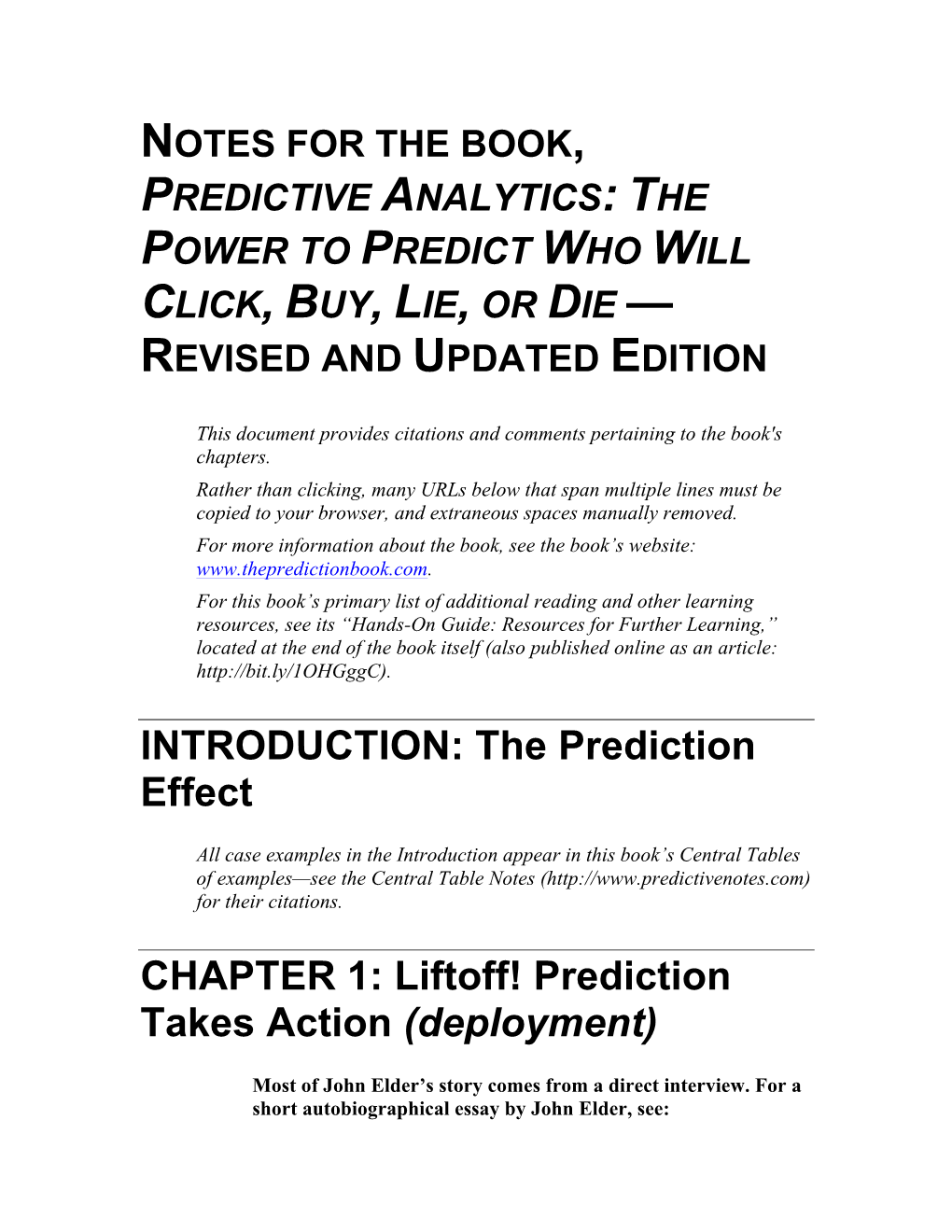 The Prediction Effect CHAPTER 1