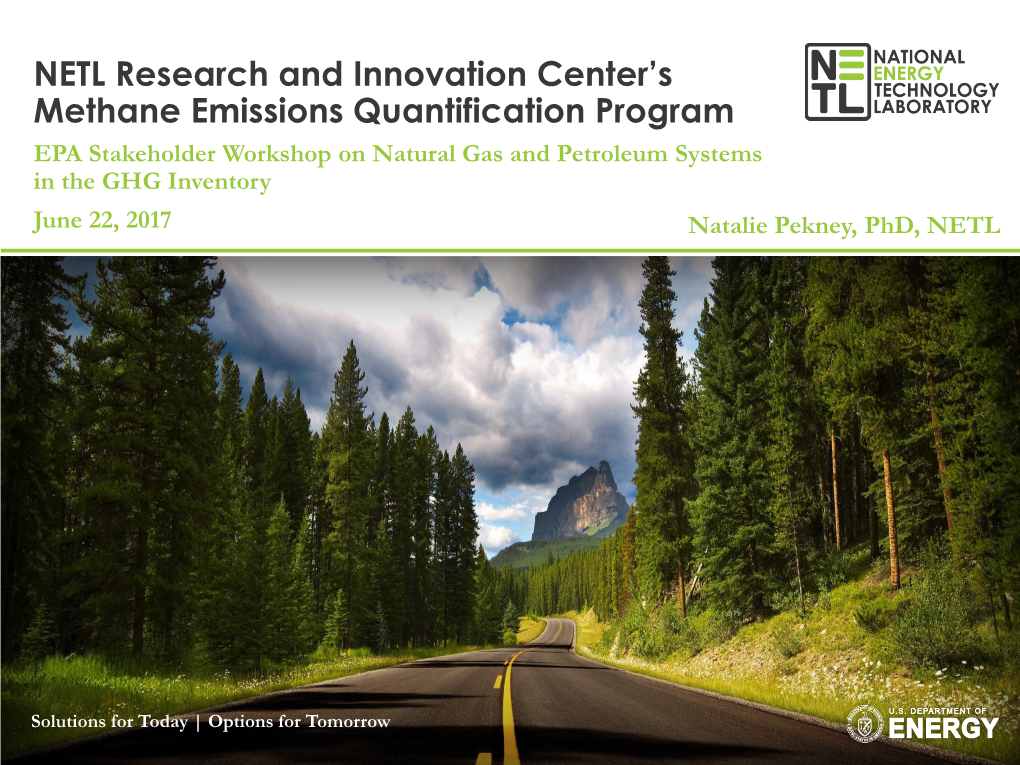 NETL Research and Innovation Center's Methane Emissions