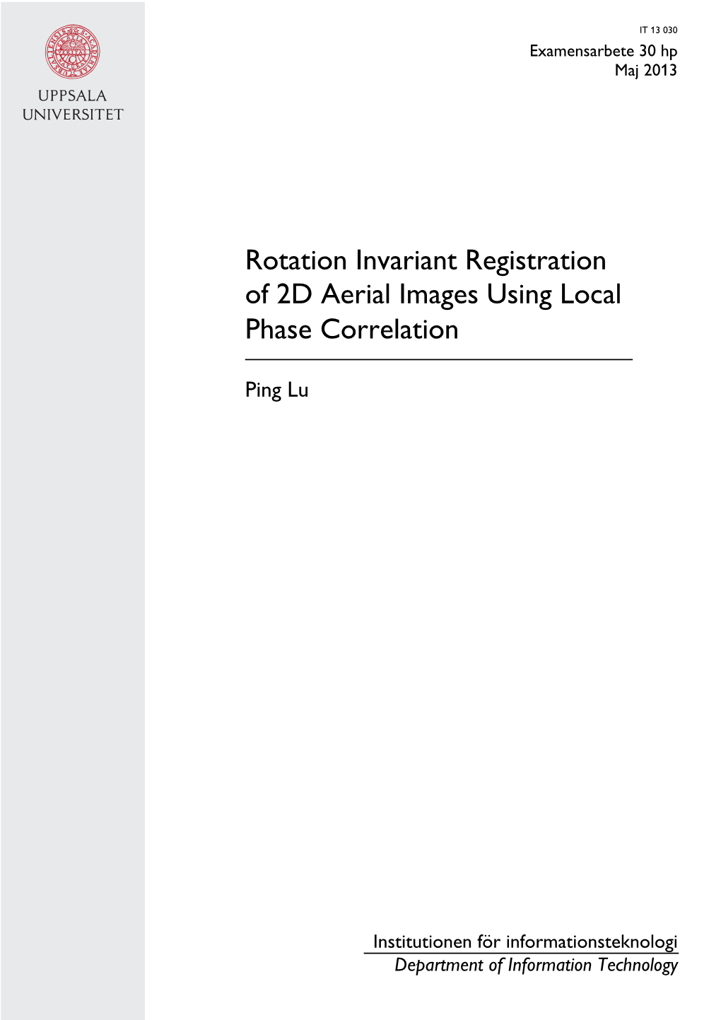 Rotation Invariant Registration of 2D Aerial Images Using Local Phase Correlation