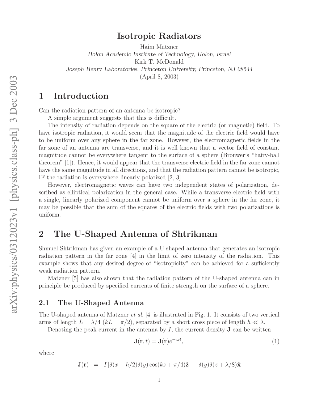 Isotropic Radiators