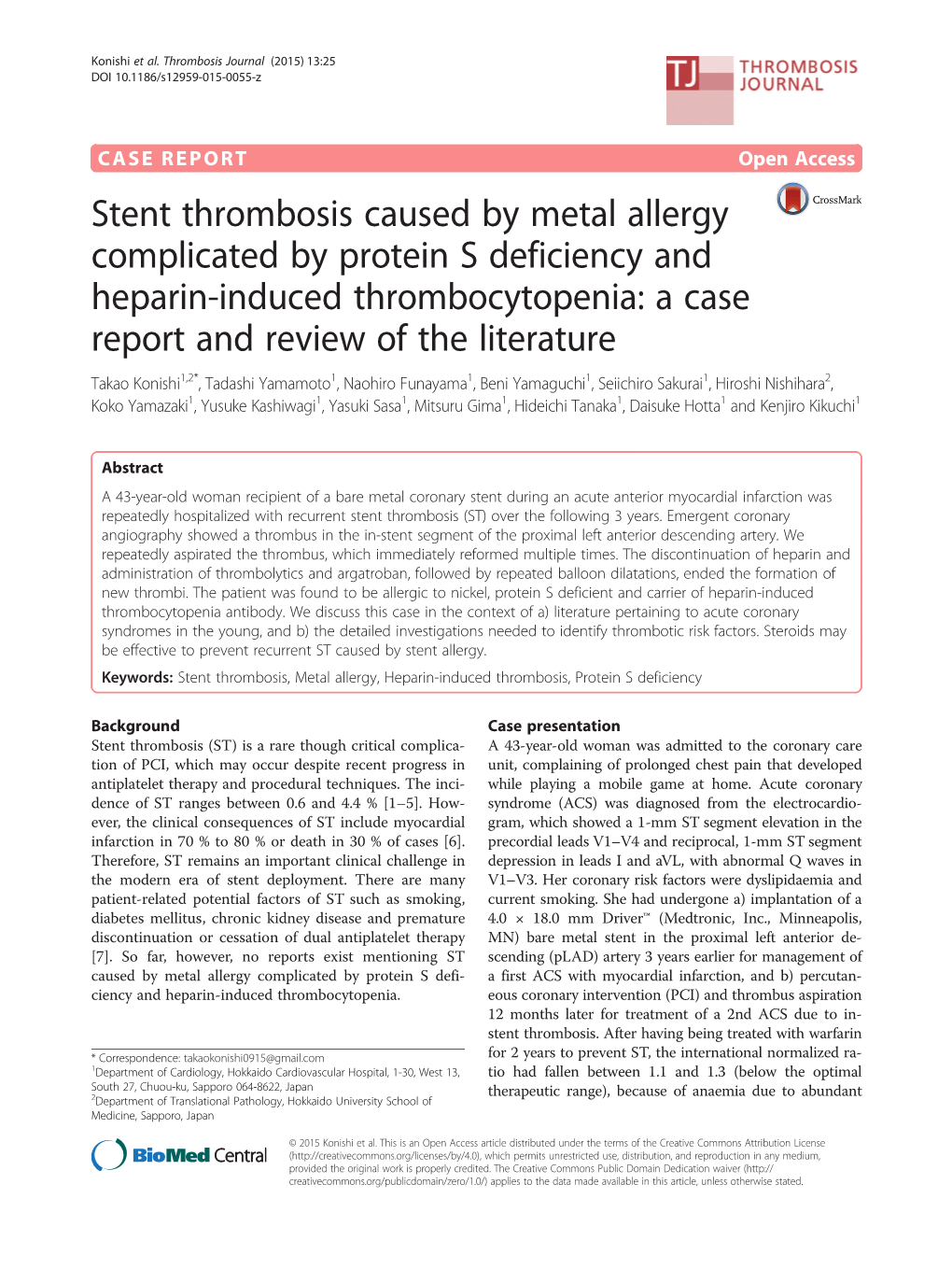 Stent Thrombosis Caused by Metal Allergy Complicated