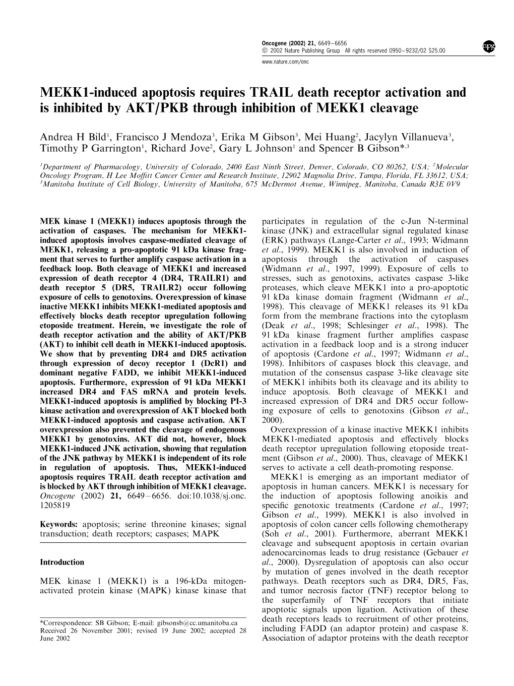 MEKK1-Induced Apoptosis Requires TRAIL Death Receptor Activation and Is Inhibited by AKT/PKB Through Inhibition of MEKK1 Cleavage
