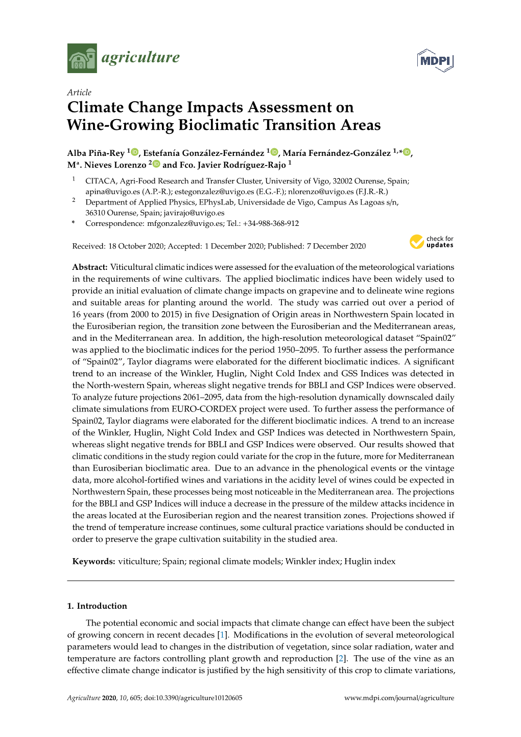 Climate Change Impacts Assessment on Wine-Growing Bioclimatic Transition Areas