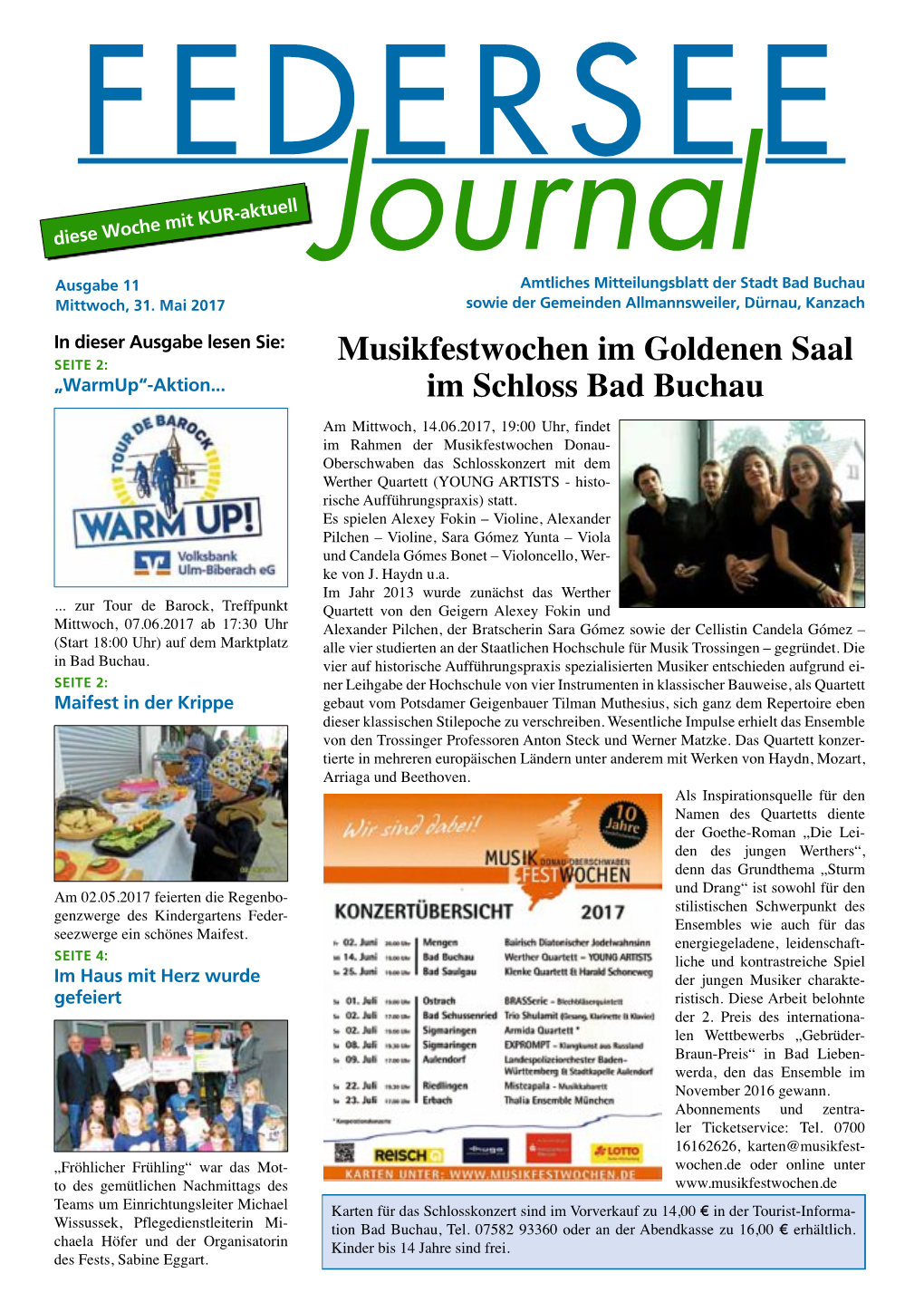 Federseejournal Mit KUR-Aktuell Vom 31. Mai 2017