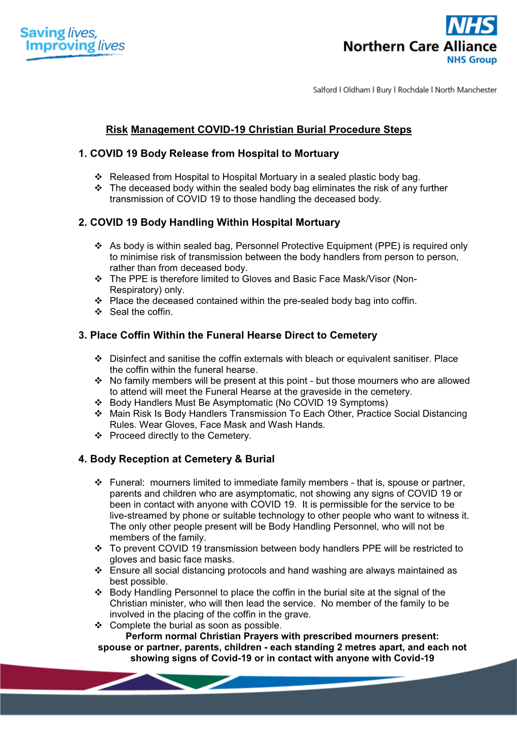 Christian Burial Procedure Steps COVID19
